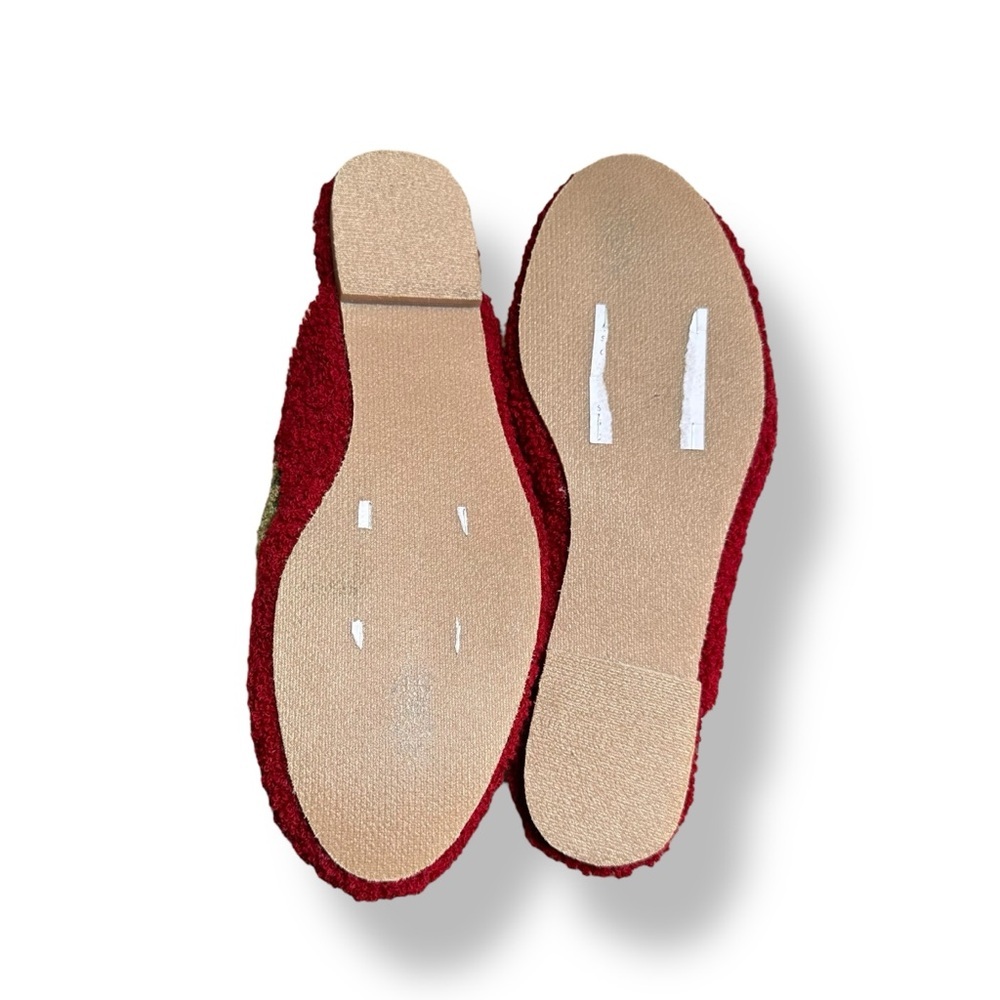 Printfresh Tufted Slippers In Red With Green Tree… - image 8